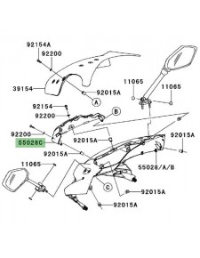 Plastique sous bulle Kawasaki Z1000SX (2011-2016) | Réf. 5502803536Z