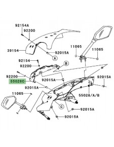 Plastique sous bulle Kawasaki Z1000SX (2011-2016) | Réf. 5502803536Z