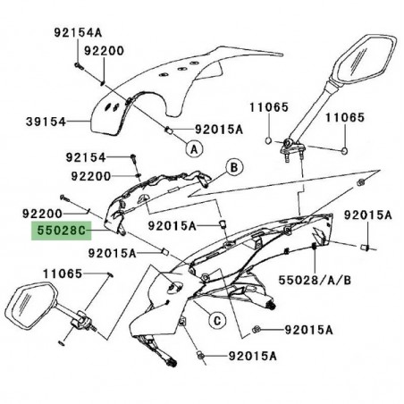 Plastique sous bulle Kawasaki Z1000SX (2011-2016) | Réf. 5502803536Z