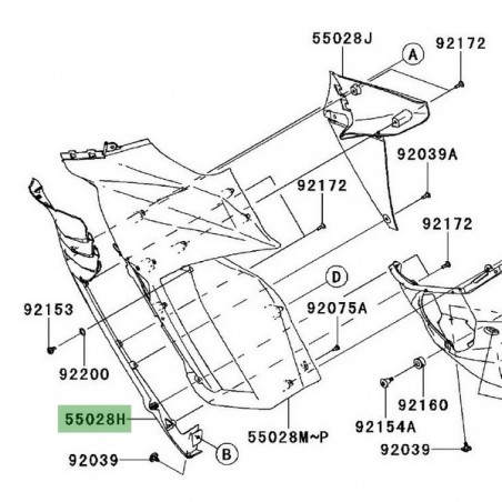 Écope gauche de flanc de carénage Kawasaki Z1000SX (2011-2013) | Réf. 5502803486Z