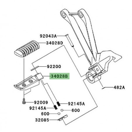 Repose-pieds arrière gauche Kawasaki Z1000SX (2011-2019) | Réf. 340280314
