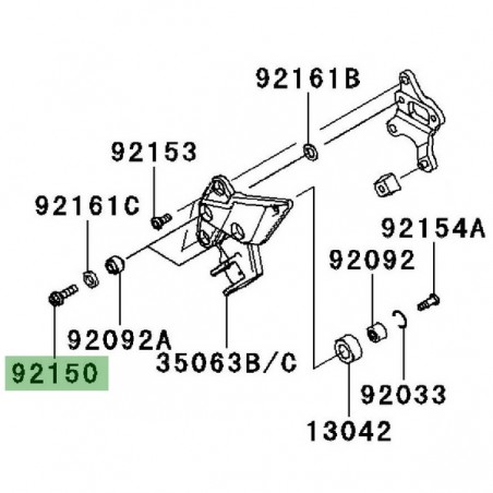 Vis M8x30 fixation platine repose-pieds avant Kawasaki Z1000SX (2011-2016) | Réf. 921501156