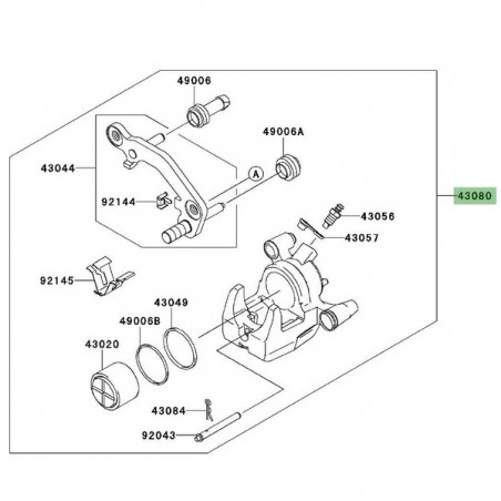 Étrier de frein arrière d'origine Kawasaki 430800103DJ | Moto Shop 35