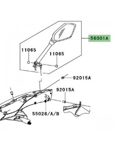 Rétroviseur droit Kawasaki Z1000SX (2011-2013) | Réf. 560010232