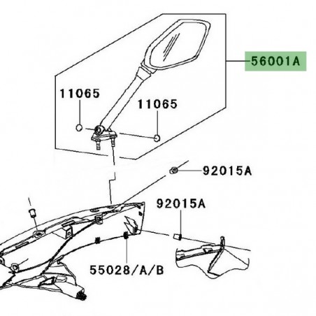 Rétroviseur droit Kawasaki Z1000SX (2011-2013) | Réf. 560010232