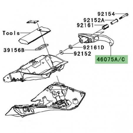 Poignée passager droite Kawasaki Z1000SX (2011-2013) | Moto Shop 35