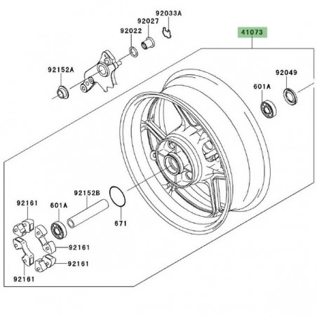 Jante arrière Kawasaki Z1000SX (2011-2013) | Réf. 41073072518F