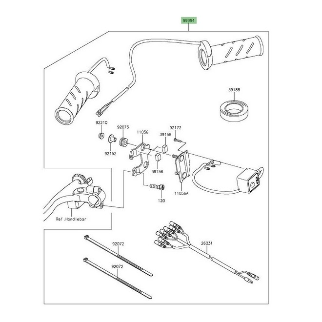Poignées chauffantes Kawasaki Z1000SX (2014-2016) | Réf. 999940408
