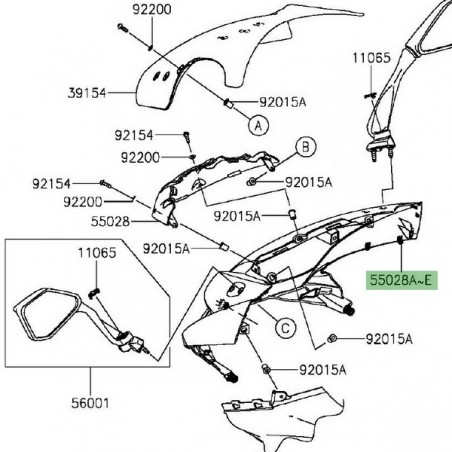 Tête de fourche Kawasaki Z1000SX (2014-2016) | Moto Shop 35