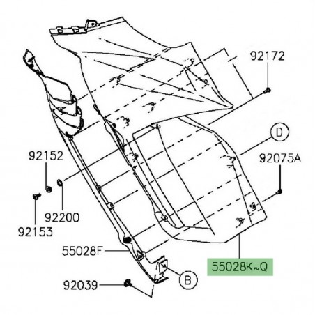 Flanc de carénage peint gauche Kawasaki Z1000SX (2014-2016) | Moto Shop 35