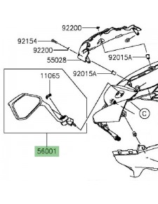 Rétroviseur gauche Kawasaki Z1000SX (2014-2019) | Réf. 560010259