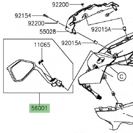 Rétroviseur gauche Kawasaki Z1000SX (2014-2019) | Réf. 560010259