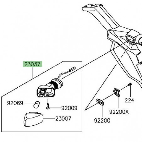 Clignotant arrière gauche Kawasaki Z1000SX (2014-2016) | Réf. 230370184