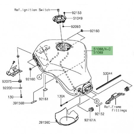Réservoir à essence Kawasaki Z1000SX (2014-2016) | Moto Shop 35