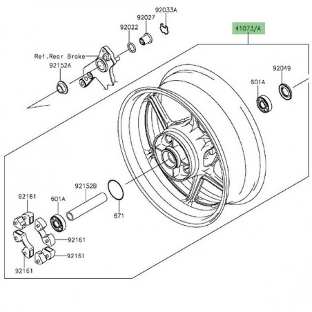 Jante arrière Kawasaki Z1000SX (2014-2016) | Moto Shop 35