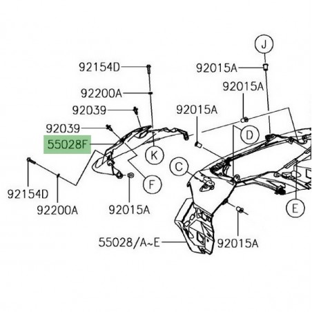 Plastique sous bulle Kawasaki 550280621 | Moto Shop 35