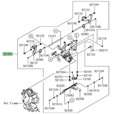 Mécanisme bulle + araignée Kawasaki Z1000SX (2017-2019) | Réf. 391840724
