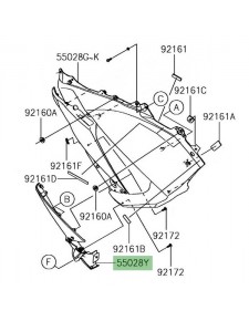 Bas flanc de carénage gauche Kawasaki Z1000SX (2017-2019) | Réf. 550280619