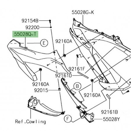 Flanc tête de fourche gauche peint Kawasaki Z1000SX (2017-2019) | Moto Shop 35