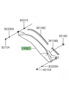 Habillage sous réservoir gauche Kawasaki Z1000SX (2017-2019) | Réf. 140930529