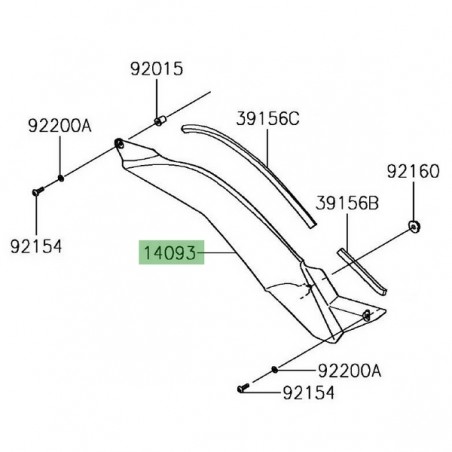Habillage sous réservoir gauche Kawasaki Z1000SX (2017-2019) | Réf. 140930529