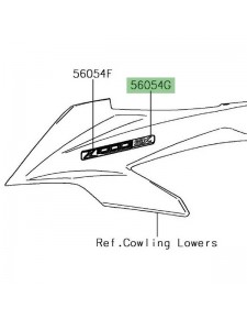 Autocollant "SX" flanc tête de fourche Kawasaki Z1000SX (2017-2019) :| Réf. 560541873