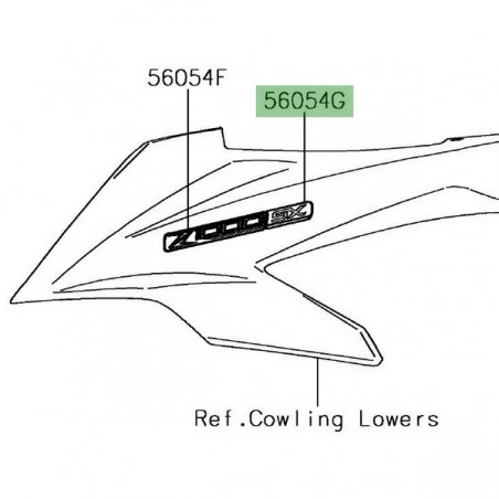 Autocollant "SX" flanc tête de fourche Kawasaki Z1000SX (2017-2019) :| Réf. 560541873
