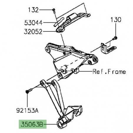 Platine repose-pieds arrière gauche Kawasaki Z1000SX (2017-2019) | Réf. 35063138718R