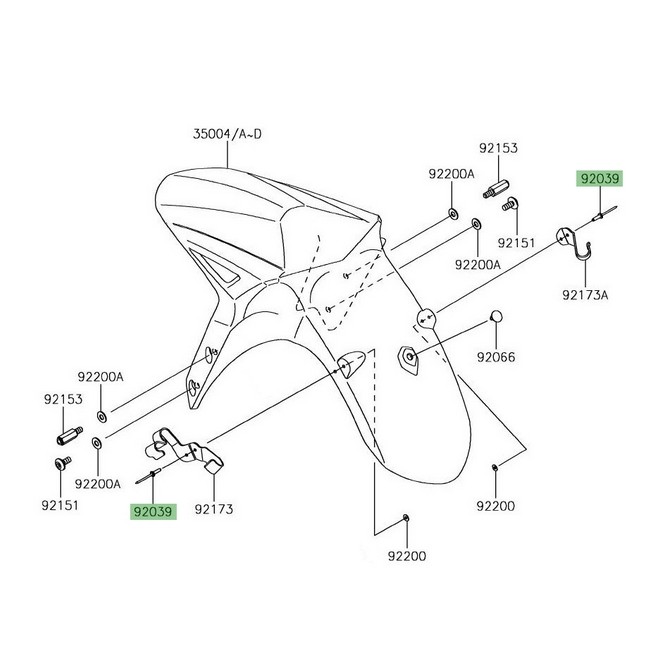Rivet garde-boue avant Kawasaki Versys 650 (2015-2020) | Réf. 920390705