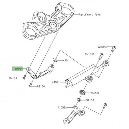 Patte fixation té supérieur amortisseur Öhlins Kawasaki Ninja ZX-6R (2019-2020) | Réf. 110562308