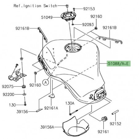 Réservoir à essence peint Kawasaki Z1000SX (2017-2019) | Moto Shop 35