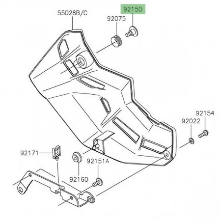 Vis épaulée M6 fixation sabot moteur droit Kawasaki Z900 (2017-2019) | Réf. 921501154