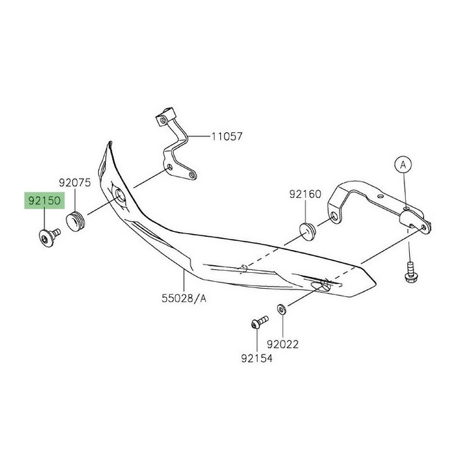 Vis épaulée M6 fixation sabot moteur gauche Kawasaki Z900 (2017-2019) | Réf. 921501154