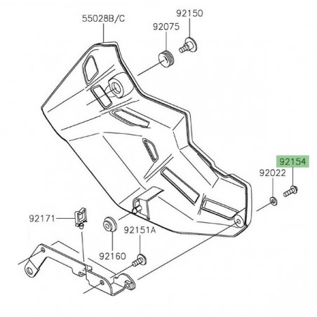 Vis M5x16 fixation sabot moteur droit Kawasaki Z900 (2017-2019) | Réf. 921540287