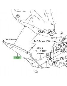 Habillage sous-réservoir gauche Kawasaki Er-6f (2006-2008) | Réf. 3600100636Z