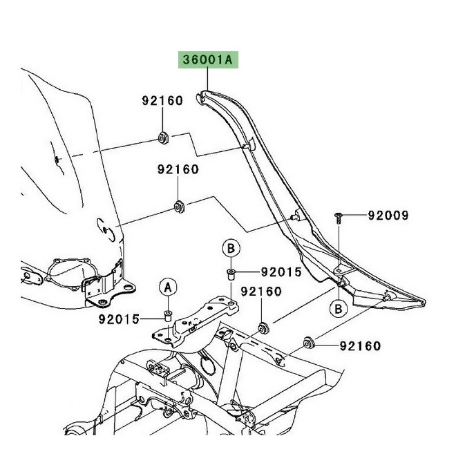 Habillage sous-réservoir droit Kawasaki Er-6f (2006-2008) | Réf. 3600100646Z