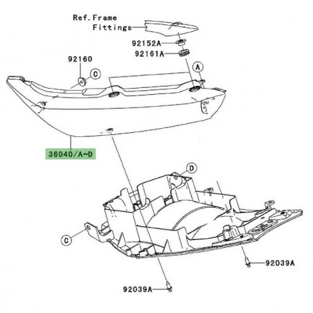 Coque arrière gauche peinte Kawasaki Er-6f (2006-2008) | Moto Shop 35