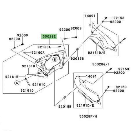 Entourage de compteur Kawasaki Er-6f (2006-2008) | Réf. 550280121