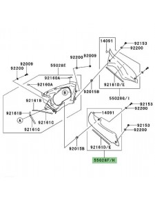 Intérieur de carénage gauche Kawasaki Er-6f (2006-2008) | Réf. 550280122 / 550280157