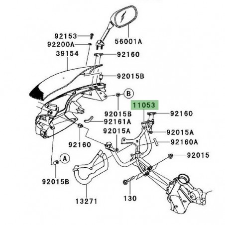 "Araignée" Support tête de fourche Kawasaki Er-6f (2006-2008) | Réf. 110531883