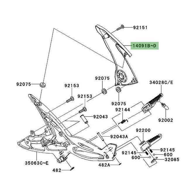 Cache pivot droit Kawasaki Er-6f (2006-2008) | Moto Shop 35