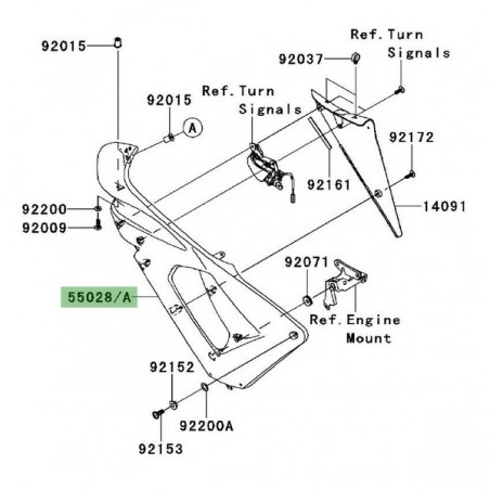 Flanc de carénage gauche peint Kawasaki Er-6f (2006-2008) | Moto Shop 35
