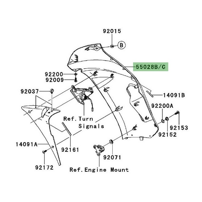 Flanc de carénage droit peint Kawasaki Er-6f (2006-2008) | Moto Shop 35