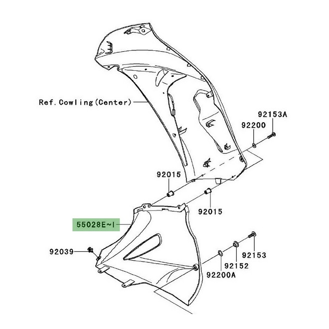 Sabot droit flanc de carénage Kawasaki Er-6f (2006-2008) | Moto Shop 35
