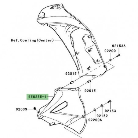 Sabot droit flanc de carénage Kawasaki Er-6f (2006-2008) | Moto Shop 35