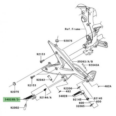Repose-pieds avant gauche Kawasaki Er-6f (2006-2008) | Réf. 340280059