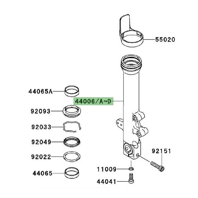 Fourreau de fourche droit Kawasaki Er-6f (2006-2008) | Moto Shop 35
