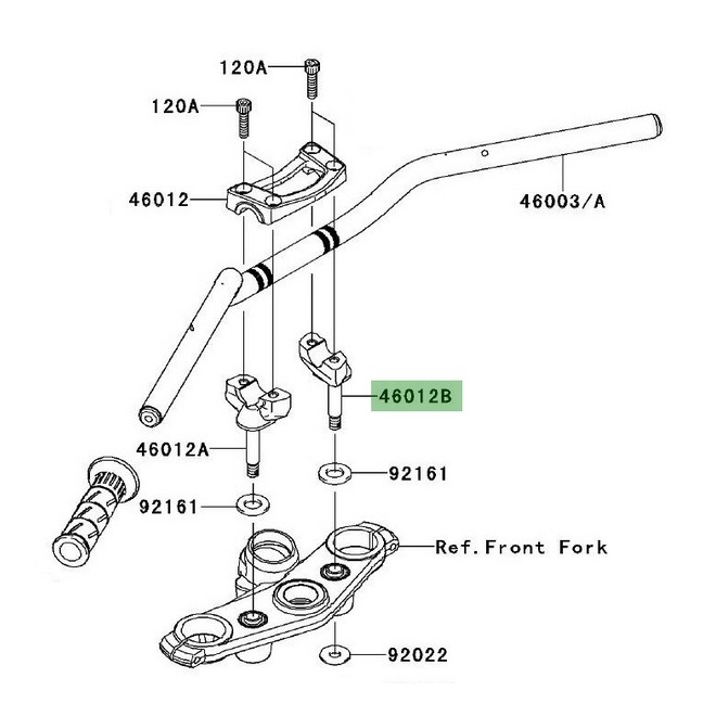 Pontet de guidon droit Kawasaki Er-6n (2009-2011) | Réf. 460120061