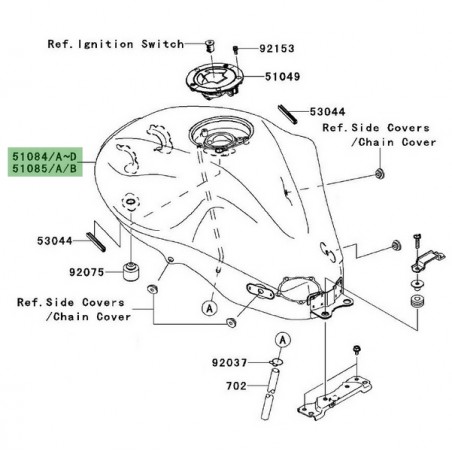 Réservoir d'essence Kawasaki Er-6n (2006-2008) | Moto Shop 35