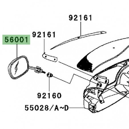 Rétroviseur gauche Kawasaki Er-6f (2006-2008) | Réf. 560010043